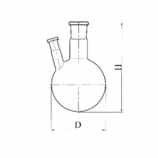 колба круглодонная с 2-мя горловинами под углом КГУ-2-1-6000-29/32-14/23 термостойкое стекло
