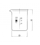 стакан низкий Н-1-800 ТС  с делением с носиком